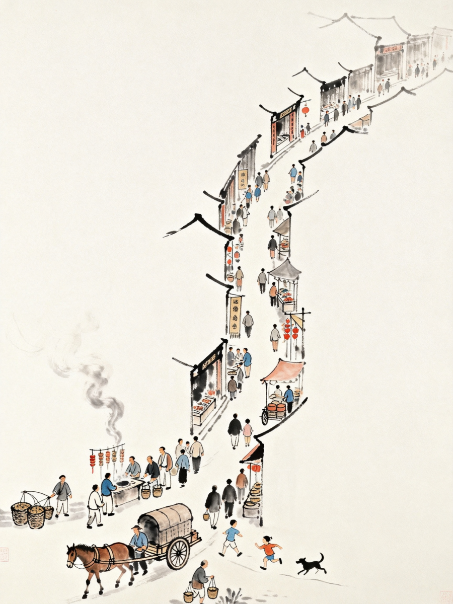 工笔水墨淡彩画