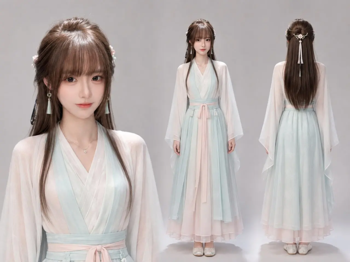 清新淡雅新中式汉服-ai真人服饰提示词分享