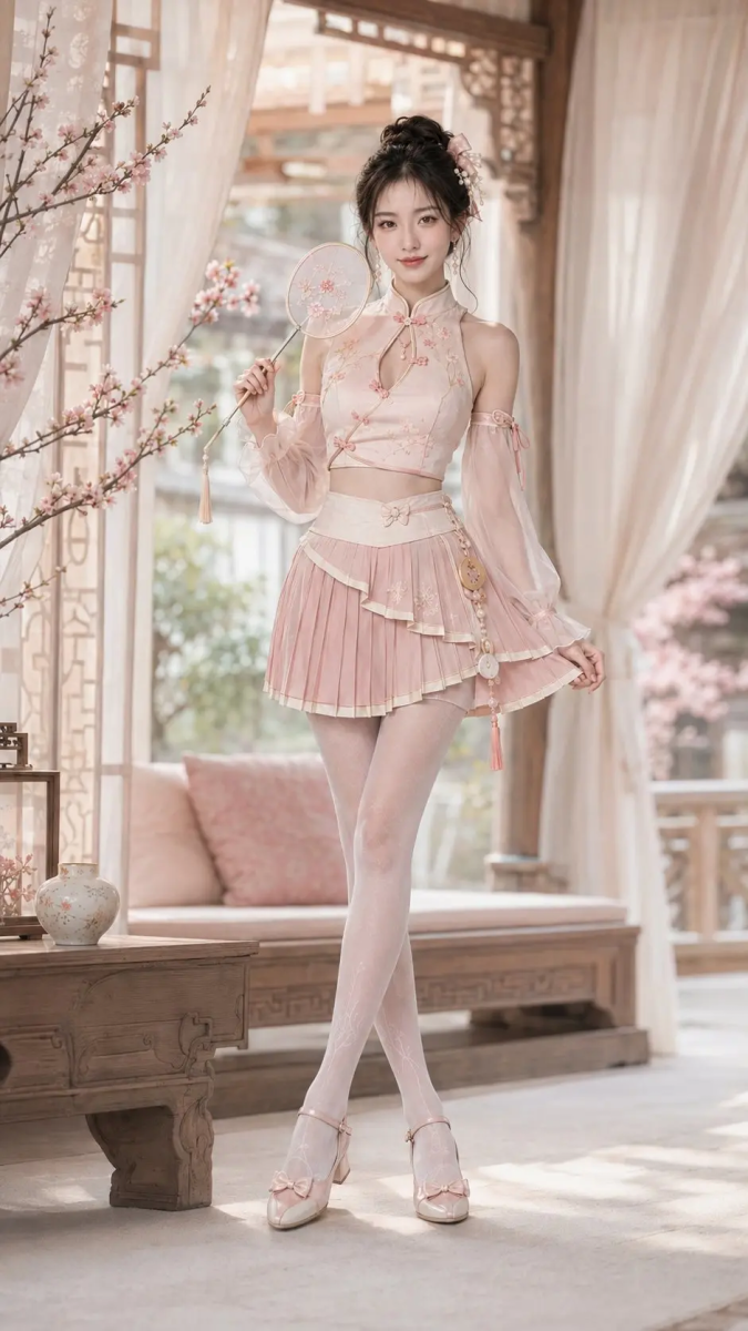 蜜桃铃兰,甜系复合少女装,AI提示词分享