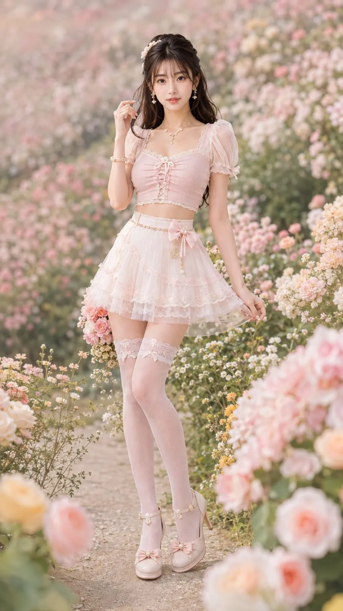 蜜桃花漾少女日常装,AI提示词分享