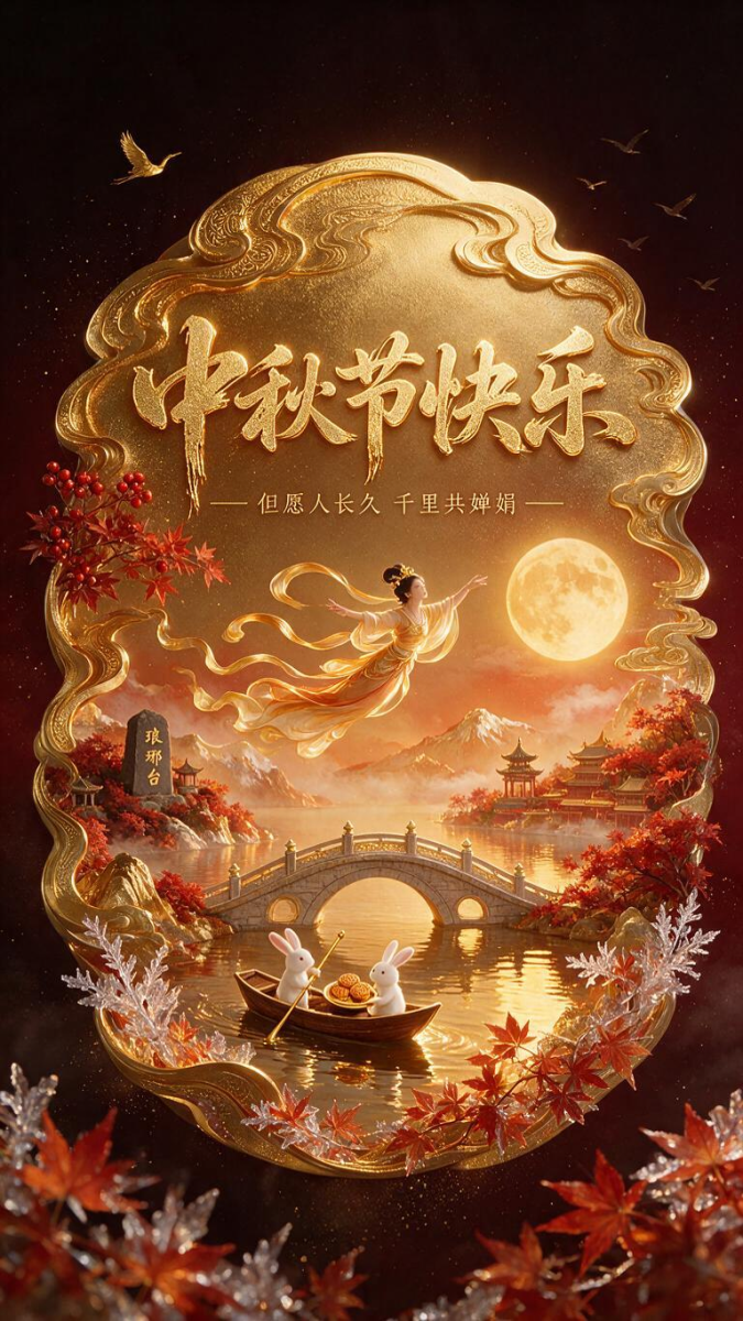 中秋,枫桥仙鹤入画来