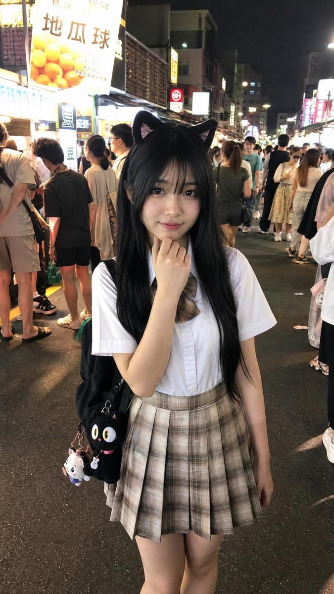 霓虹夜市的随拍瞬间