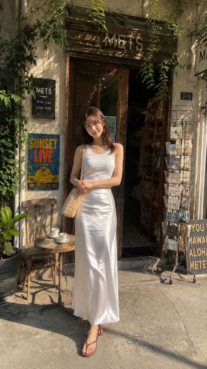 白裙与藤蔓之间：一场夏日街头偶遇