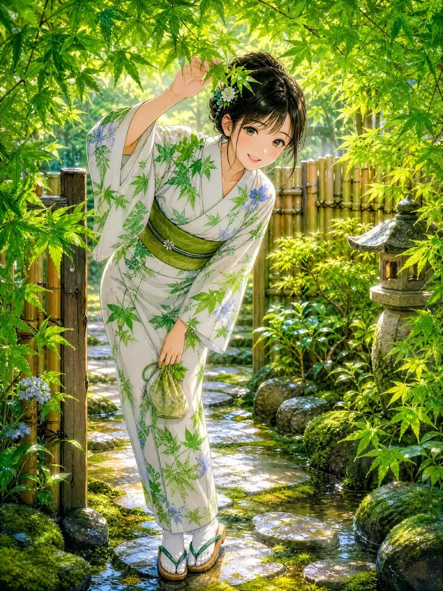 No. 7: 个人资料 / 头像 - 雨中枫叶庭院和服场景
