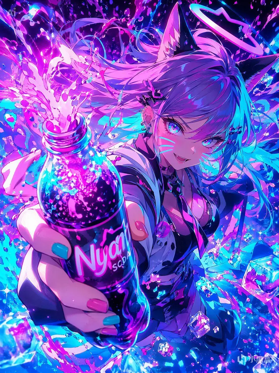 No. 15: 产品营销 - 霓虹猫娘汽水爆裂海报