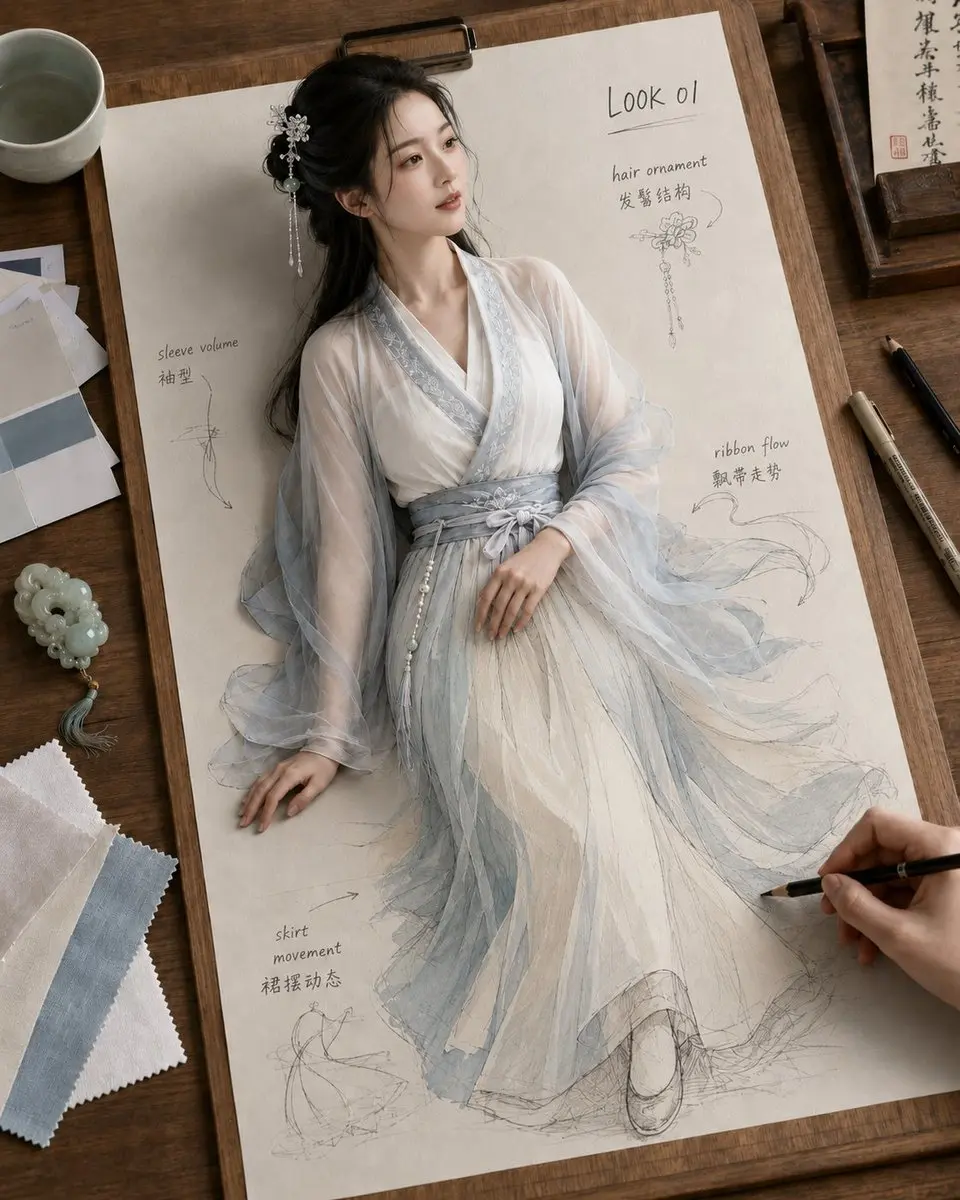 No. 20: 漫画 / 故事板 - 古风汉服草图跃然纸上