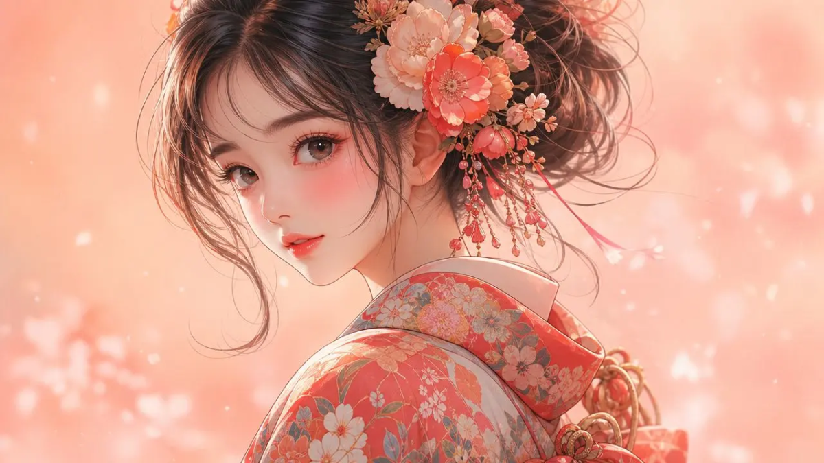No. 2: 个人资料 / 头像 - 动漫少女花卉和服肖像