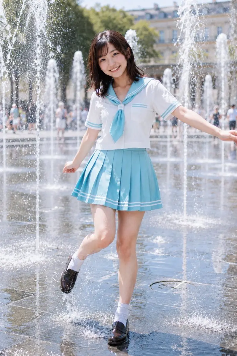 No. 11: 社交媒体帖子 - 夏季水手服喷泉人像