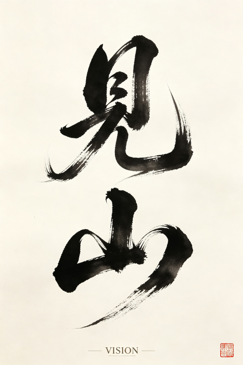书法作品“见山”草书字体