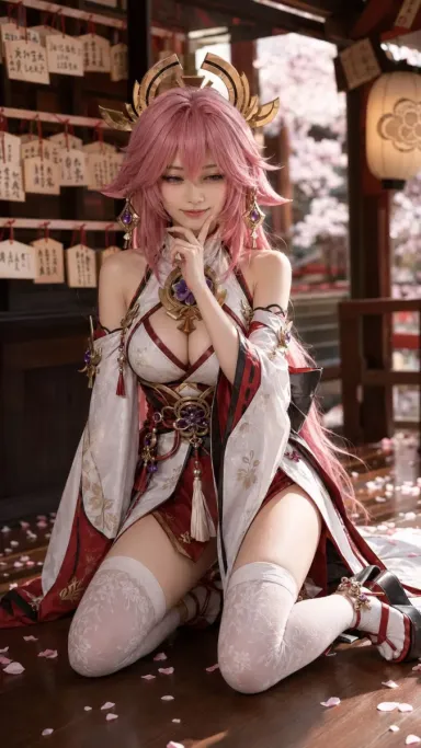原神-八重神子真人化，服装重设计-AI提示词分享