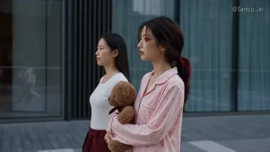 Mr.Iancu · She hits the street in pink pajamas with a teddy bear and steals a whole outfit…