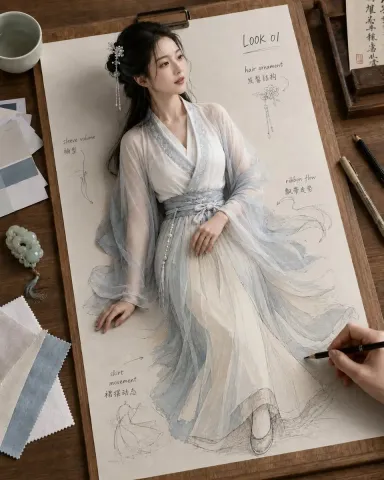 No. 20: 漫画 / 故事板 - 古风汉服草图跃然纸上