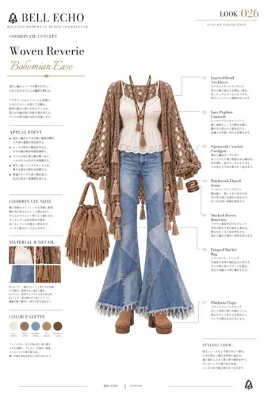鈴音🔔Suzuna · 今天是波西米亚牛仔搭配的介绍🔔💕 #BellEchoArt 服装提示我会挂在⏬️下面♪ 今天是经典女性风格搭配的介绍🔔💕 #BellEchoArt…