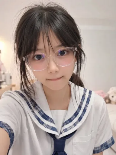 No. 8: 个人资料 / 头像 - 写实风格遮挡水手服自拍