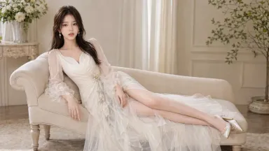 白玫瑰轻纱礼服 ai真人服饰提示词分享