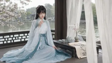 你的古风妹妹来咯，青黛花影汉服-ai真人服饰及写真生成提示词分享