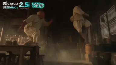 Kung-Fu Mid-Air Clash Long Take